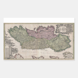 アイルランド(1716年)のヴィンテージの地図 長方形シール