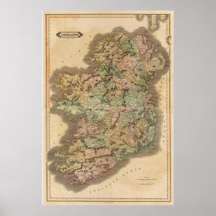 アイルランド(1831年)のヴィンテージの地図 ポスター