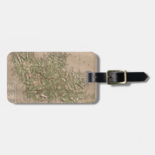 アイルランド(1880年)のヴィンテージの物理的な地図 ラゲッジタグ (正面横)