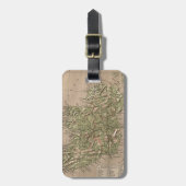 アイルランド(1880年)のヴィンテージの物理的な地図 ラゲッジタグ (正面縦)