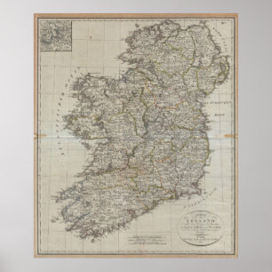 アイルランド(40" x47")の1804地図 ポスター
