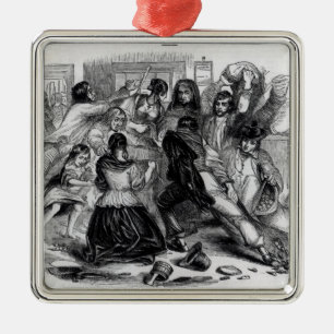アイルランド、c.1845のポテトの店の攻撃 メタルオーナメント