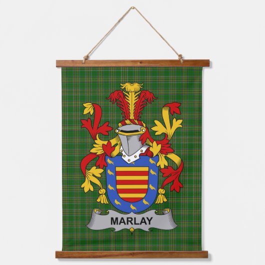 アイルランド Marlay/O_Marley家の紋章 ファミリークラスト 吊り下げ型タペストリー (正面)