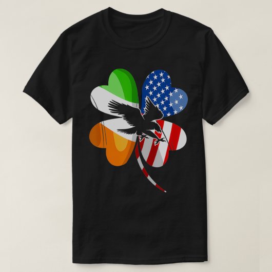 アイルランドUSAフラッグイーグルラバーセント Tシャツ (デザイン正面)