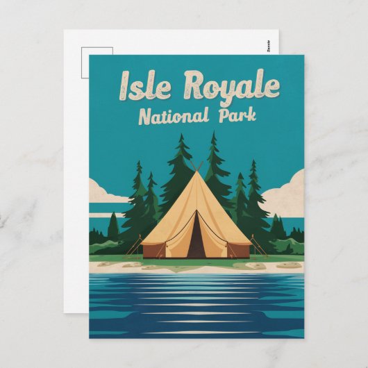 アイルロイヤルナショナルパークキャンピングイラストレーション シーズンポストカード (正面/裏面)