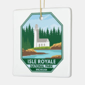 アイルロイヤルナショナルパークライトハウスレトロエンブレム セラミックオーナメント (左)