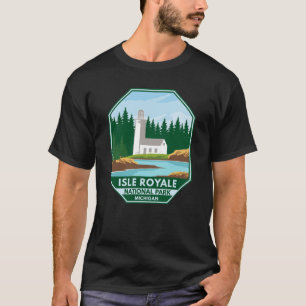 アイルロイヤルナショナルパークライトハウスレトロエンブレム Tシャツ