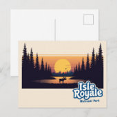 アイルロイヤルモースの夕日 ビンテージアート ポストカード (正面/裏面)