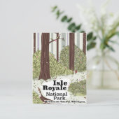 アイルロイヤル国立公園ヴィンテージ旅行ポスター ポストカード (スタンド正面)