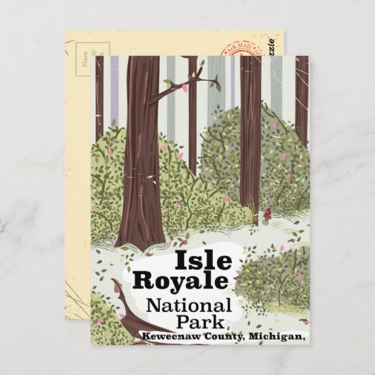 アイルロイヤル国立公園ヴィンテージ旅行ポスター ポストカード (正面/裏面)