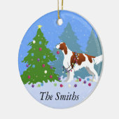 アイル赤と白ラン飾ドセッター セラミックオーナメント (左)