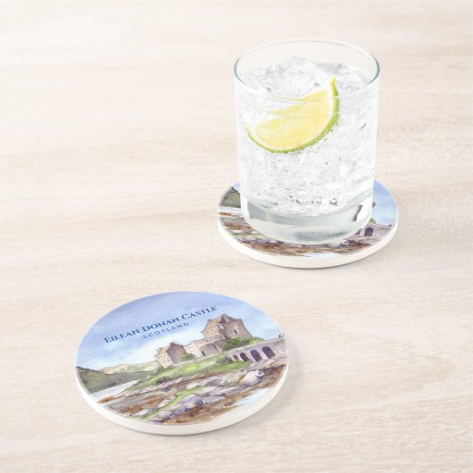 アイレアドナン城スコットランドウォーター絵画カラー コースター (側面)