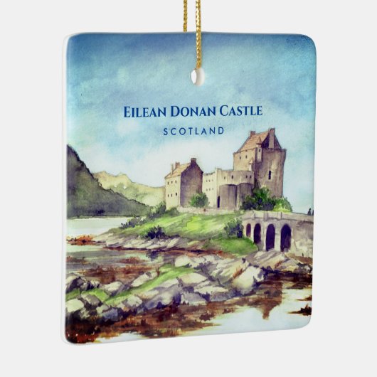 アイレアドナン城スコットランドウォーター絵画カラー セラミックオーナメント (右)