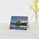 アイレアン・ドナン城、スコットランド・グリーティング・カード カード (黄色い花)