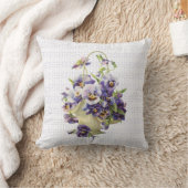 アイレットレースのパープルパンシーバスケット クッション (ブランケット)