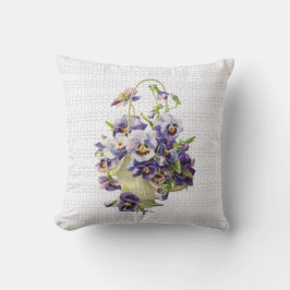 アイレットレースのパープルパンシーバスケット クッション