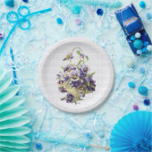 アイレットレースのパープルパンシーバスケット ペーパープレート (パーティー)