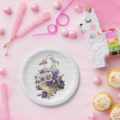 アイレットレースのパープルパンシーバスケット ペーパープレート (パーティー)