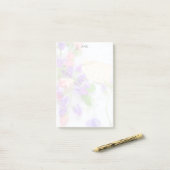 アイレット生地の上の甘いエンドウ ポストイット (デスク上)