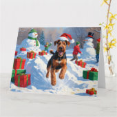 アイレデールクリスマスフェスティバルスノーシーン カード (黄色い花)