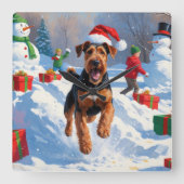 アイレデールクリスマスフェスティバルスノーシーン スクエア壁時計 (正面)