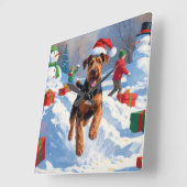 アイレデールクリスマスフェスティバルスノーシーン スクエア壁時計 (傾斜)