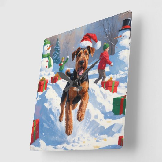 アイレデールクリスマスフェスティバルスノーシーン スクエア壁時計 (傾斜)