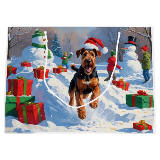 アイレデールクリスマスフェスティバルスノーシーン ラージペーパーバッグ (正面)