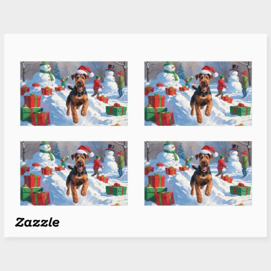 アイレデールクリスマスフェスティバルスノーシーン 長方形シール (シート)