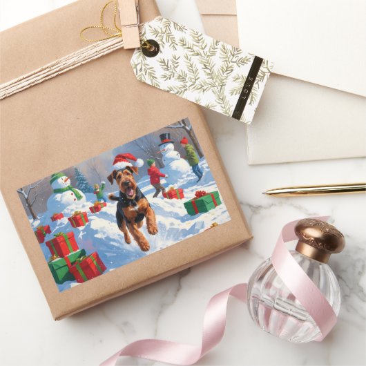 アイレデールクリスマスフェスティバルスノーシーン 長方形シール (ギフト)