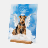 アイレデールテリアエンジェル犬の名前ペット記念碑 アクリルサイン (傾斜)