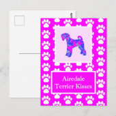 アイレデールテリアドッグキスシルエット可愛いP&B ポストカード (正面/裏面)