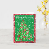 アイレデールテリアドッグメリークリスマスツリーホリデー カード (黄色い花)