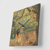 アイレデールテリアバードウォッチング スクエア壁時計 (傾斜)