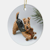 アイレデールテリアブラックアンドタントリコラー セラミックオーナメント (左)