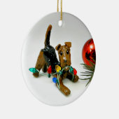 アイレデールテリアブラックアンドタントリコラー セラミックオーナメント (右)