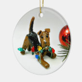 アイレデールテリアブラックアンドタントリコラー セラミックオーナメント (左)