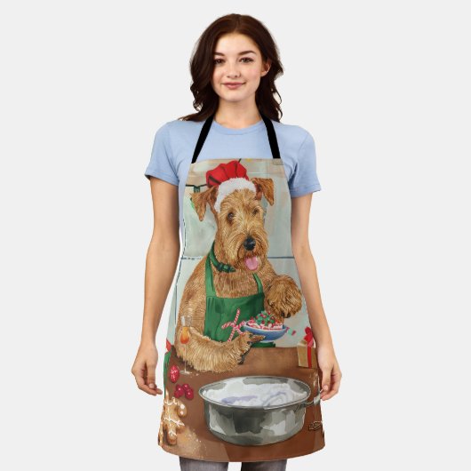 アイレデールテリアホリデーベーキング:フェスティバルクリスマス エプロン (着用した状態)