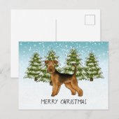 アイレデールテリアードッグスノーウィーウィンターフォレストフェスティバル ポストカード (正面/裏面)