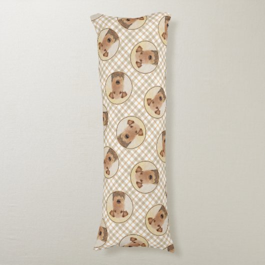 アイレデールテリア絵を描ーのかわいいオリジナルドッグアート ボディピロー (正面縦)