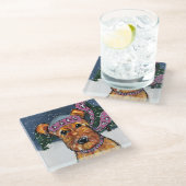 アイレデールテリア ガラスコースター (アングル)