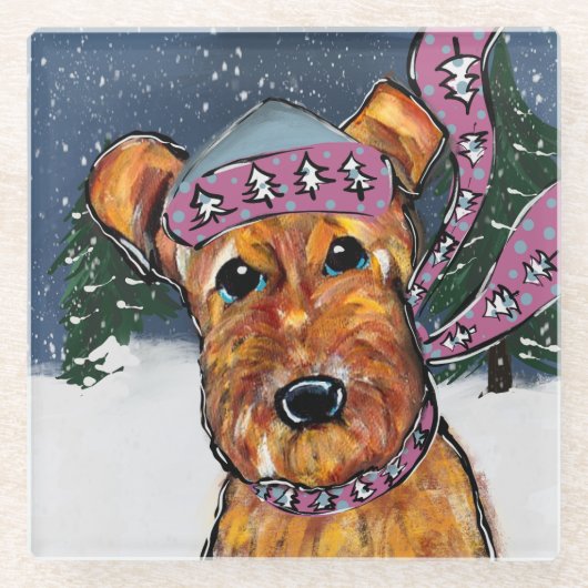 アイレデールテリア ガラスコースター (正面)