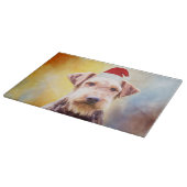 アイレデールドッグクリスマスサンタハットアートポートレート カッティングボード (角)