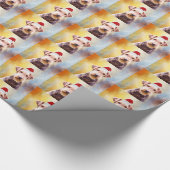 アイレデールドッグクリスマスサンタハットアートポートレート ラッピングペーパー (角)