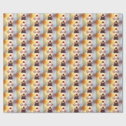 アイレデールドッグクリスマスサンタハットアートポートレート ラッピングペーパー (フラット)