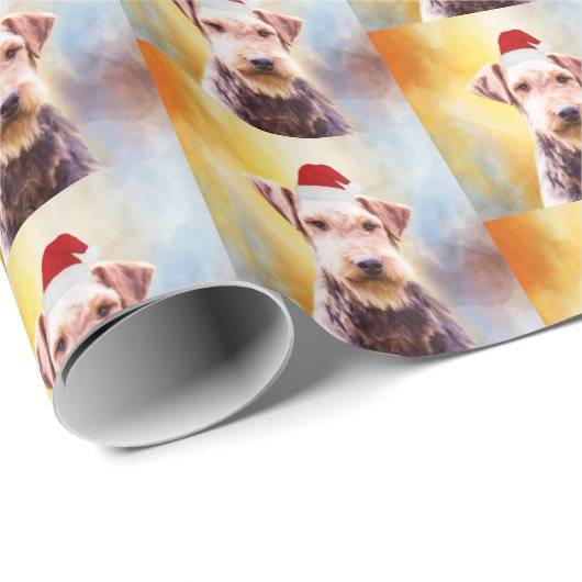 アイレデールドッグクリスマスサンタハットアートポートレート ラッピングペーパー (ロールコーナー)