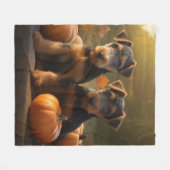 アイレデールパピーオータムデライトカボチャ フリースブランケット (正面(横))