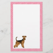 アイレデールビンリーテリアドッグとピンクハート 便箋 (正面)