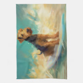 アイレデールビーチ絵画サーフィン キッチンタオル (縦)