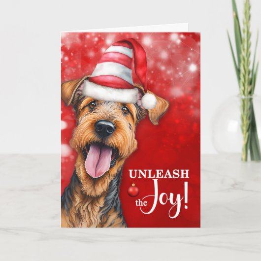アイレデール・テリア・ドッグが喜びのクリスマスを解放 シーズンカード (正面)